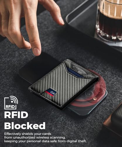 Slim RFID Blocking Wallets for Men Synthra™ Ultra Leather Bifold Minimalist Wallet 11 Cord Holder Thin Mens Wallet with Gift Box (Black)3
