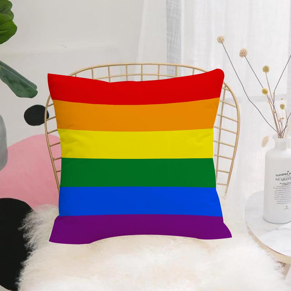 HYOSXW Cushion Cover,Throw Pillow Case Home Decorative for Living Room Bedroom Sofa Chair 16X16 Inch,gay pride colorful rainbow flag vector art,Pillowcase 40X40cm