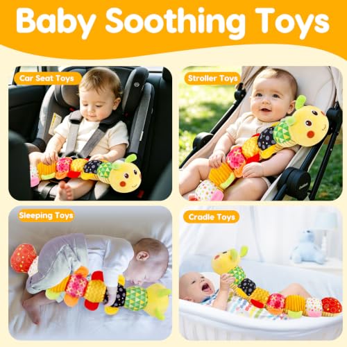 Image of Topsochir Baby Caterpillar Toys 0-3-6 Month Musical Stuffed Animal Plush Tummy Time Toy for Infant 6-12 Month Teething Sensory Toy with Crinkle Rattle Babies 0 2 3 4 5 6 Month Newborn Birthday Gifts