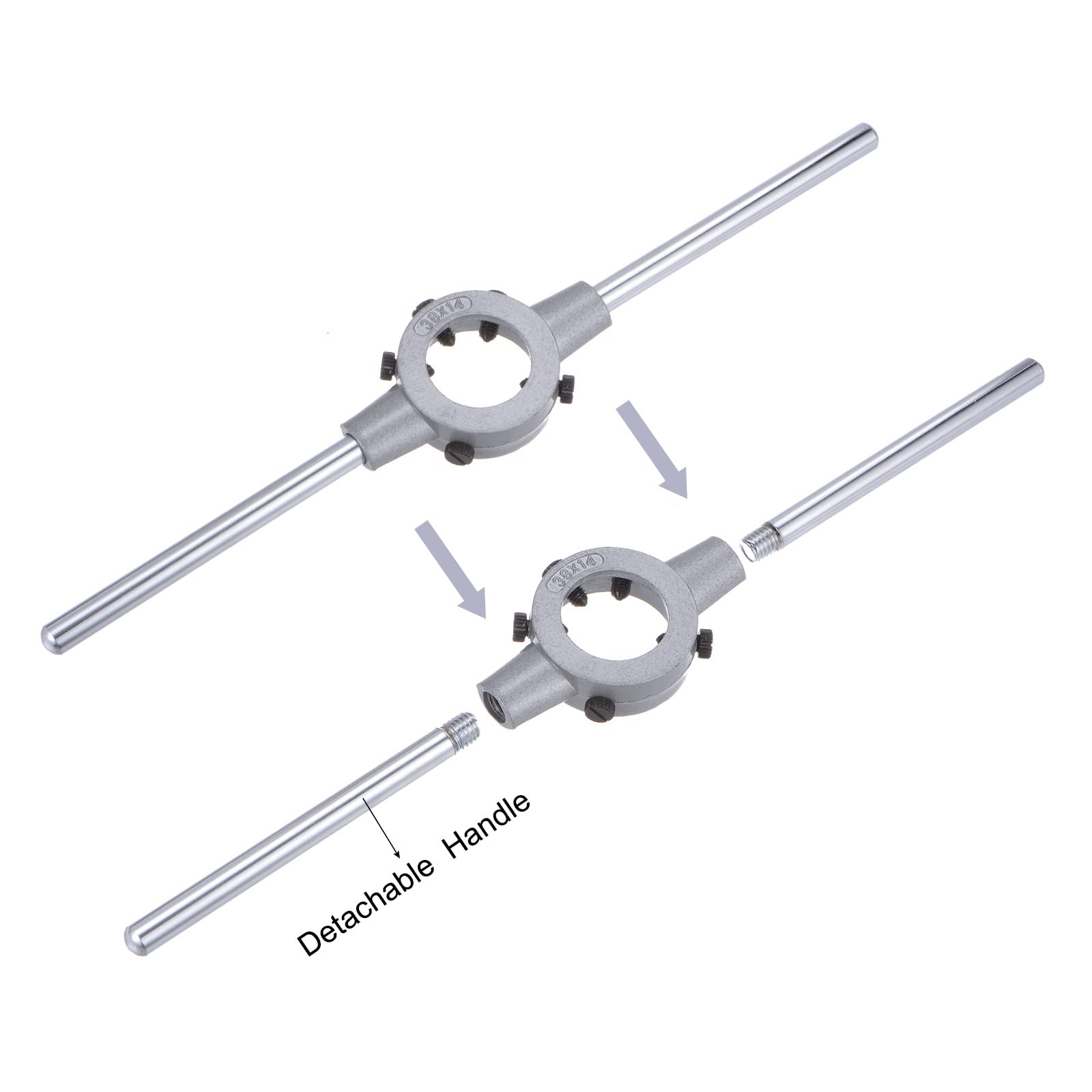 sourcing map M12 x 1,25 Filière Filetage Rond et Porte-filière 38mm (Convient M12-M16 Filière) Réglable