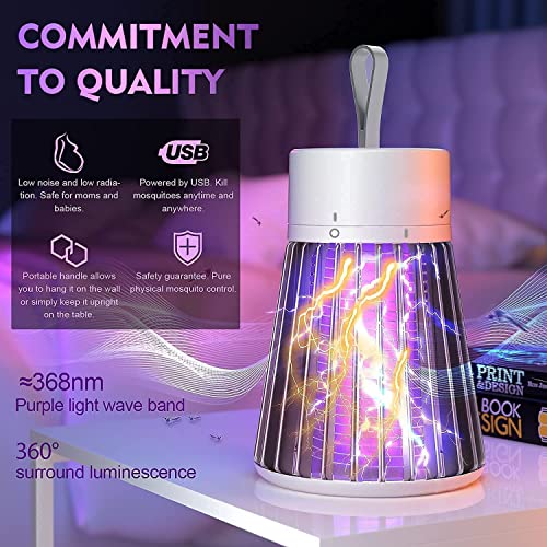 Image of MAKE A WISH Mosquito Killer lamp Zapper Machine USB Powered Bug Zapper Mosquito Killer Lamp, Electric LED Lamp Indoor /Outdoor Mosquito Trap Machine for Home, Gardening, Outdoor White