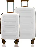 Kit Conjunto 2 Malas Viagem Bordo 10kg e Média Despachada 23kg Rígida Polipropileno Expansiva Rodas Duplas 360º Cadeado TSA Gladiador P1PM Branco