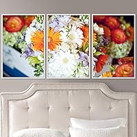 3 Piece Framed Canvas Wall Art Colorful Bouquet Canvas Prints Home Artwork Decoration for Living Room,Bedroom - 16