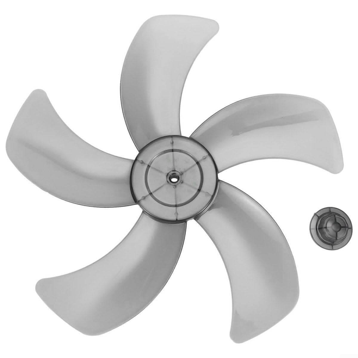 Transparent Low Noise Plastic Fan Blade, High Temperature Resistance, Lightweight Replacement Blades with Nut Cap for Floor, Table and Electric Fans (16-inch (five-blade)-black) โ image 1