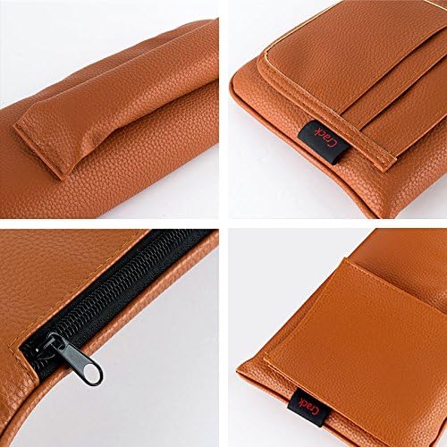 LEIWOOR Car Seat Gap Filler Pad PU Leather Console Side Pocket Organizer Set of 2 for Cellphone Wallet Coin Key (Black)