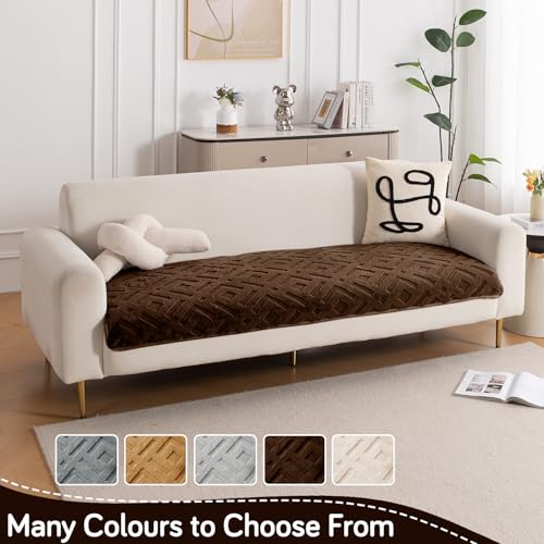 Image of HOKIPO 'Velvet Maze' Premium Anti Slip Sofa Cover Mats for L Shape and 1 /2 /3 Seater Sofa. Make Your Own Sofa Cover Set, 70(D) x 240(L) cm, Dark Brown (AR-5910-DBR)