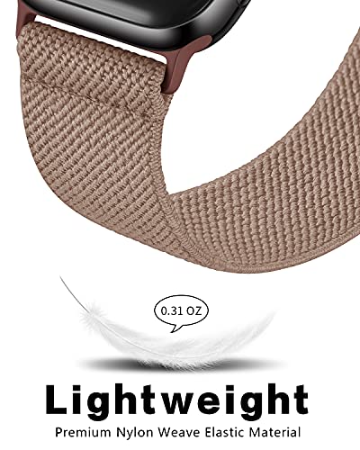 Image of AMANECER Stretchy Nylon Bands Compatible with Apple Watch Ultra 3 /2 /1 SE 11 /10 /9 /8 /7 /6 /5 /4, Adjustable Braided Elastic Sport Loop Rugged Strap for iWatch Women Men (Walnut Saddle Brown, 44 /45 /46 /49MM)