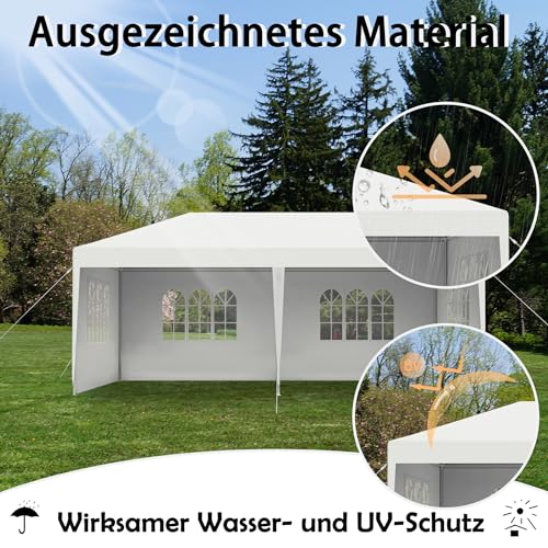 Aufun Pavillon Partyzelt 3x6 m Wasserdicht Festzelt Bierzelt Gartenzelt Outdoor Gartenpavillon UV Schutz mit 6 abnehmbaren Seitenwänden & Dach Winterfest Camping Zelt- Weiß – Bild 4
