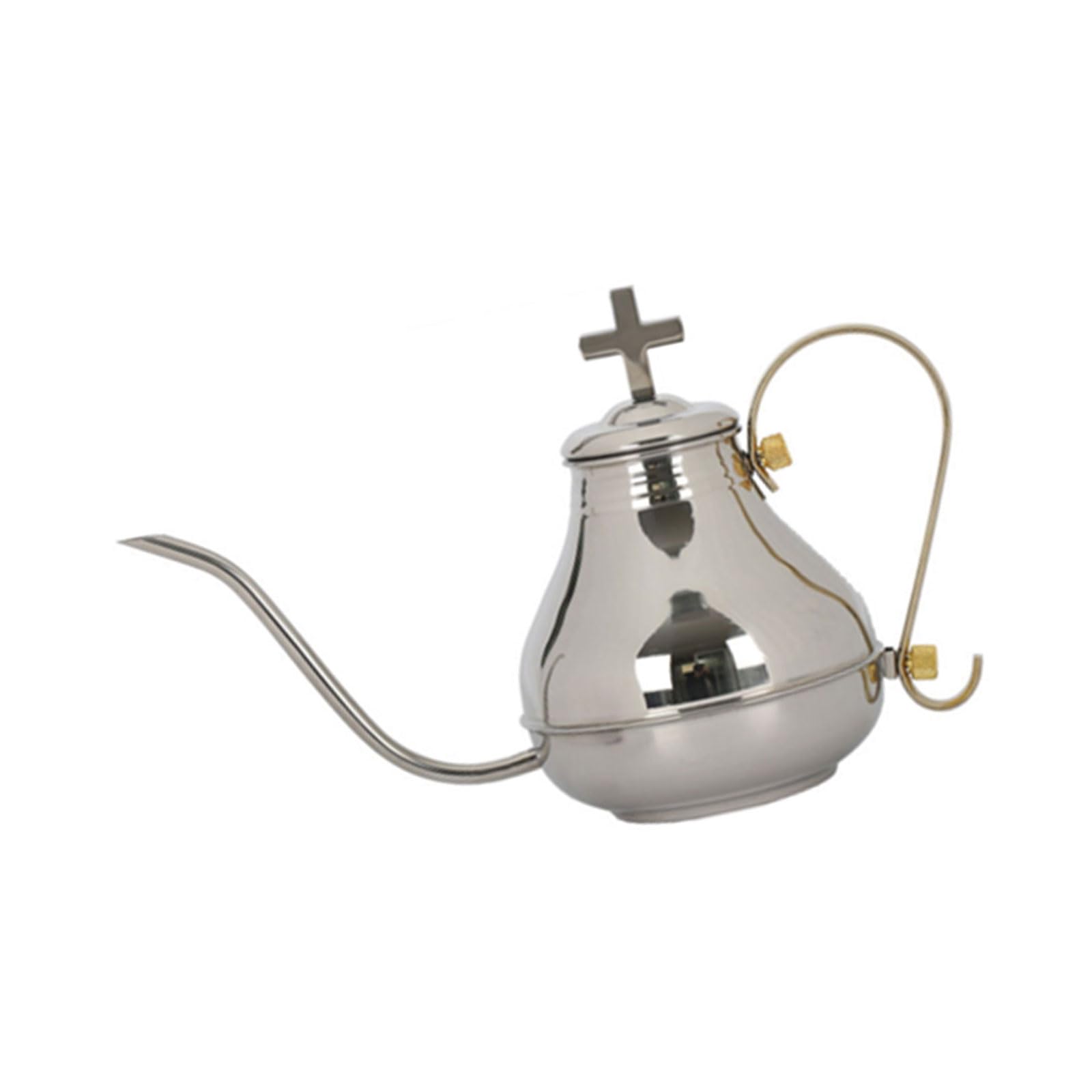 TFAOYS Stainless Steel Communion Wine Dispenser Kettle with Crosses Grape Juices Latin Pitcher Kitchen Kettle with Handle Stainless Steel Religious Pitcher