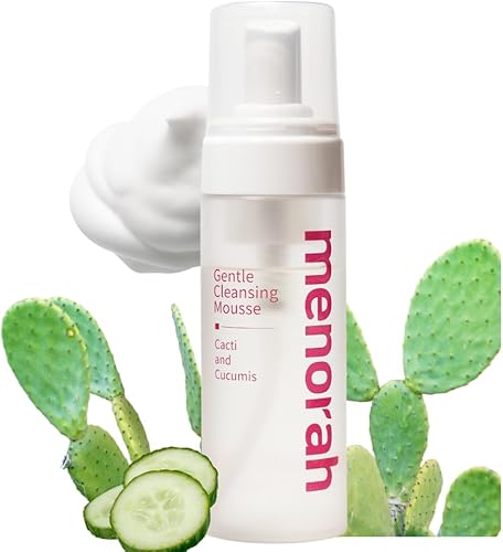 menorah skincare - Mousse de limpieza suave - con cactus, cucumis, limpiador facial calmante hidratación, lavado facial equilibrado con pH