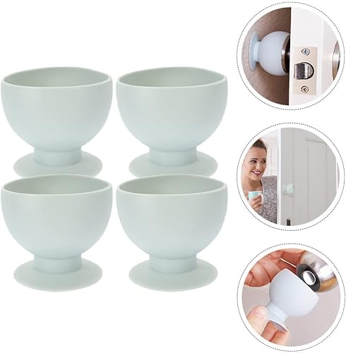 Miniatura 7 de Toyvian 4 unids tope de puerta protector de pared redondo silicona protector parachoques protector niños seguridad puerta perilla cubierta protectora