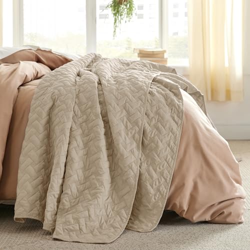 Image of Bedsure Quilts Twin Size - Lightweight Bedspreads Twin Size with Basket Weave Pattern, Soft Quilt Bedding Set, Hazel Comforter Set Coverlet for All Seasons with 1 Pillow Sham (68 inch x 86 inch)