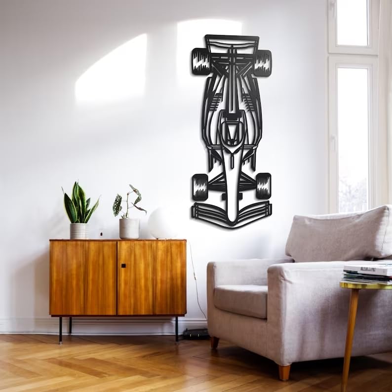 NORTH KAISER Ferrari - Arte De Pared De Metal Con Logotipo De Coche, Escultura Automotriz Para Cochera, Cueva De Hombre, Recámara, Interior, Exterior, Regalo Para Los Amantes De Los Coches (rojo, 46.5