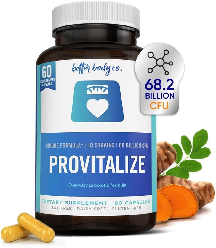 Better Body Co. Provitalize | Probiotics for Women Digestive Health, Menopause, 68.2 Billion CFU – Relief for Bloating, Hot Flashes, Joint Support, Night Sweats – for Sexy Midsection Curves – 60 Caps