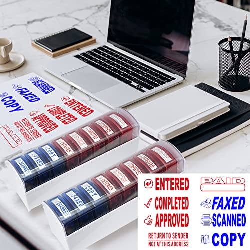 Bertiveny Self Inking Office Stamp Set For Approved Paid Completed Copy Faxed Scanned Stamps, Rubber Business Stamp 8 Pcs With Plastic Tray Message Account Stamp Paper Work Text Ink Stampers #TOP4