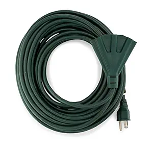 Holiday SJTW 16/3 Indoor/Outdoor Extension Cord, 3 Outlet, 3 Prong, UL Approved, 15 Meters, Green