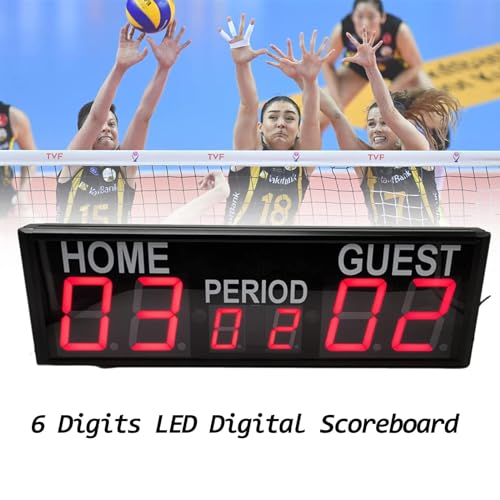 Marcador digital LED de 6 dígitos con trípode, brillo ajustable en 10 niveles para juegos deportivos: voleibol, tenis de mesa, béisbol y baloncesto miniatura 3