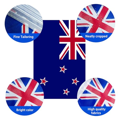 Image of AhfuLife 33 Ft New Zealand String Flags Banner for World Cup Decorations 2026, 30 Pcs Small New Zealand Bunting String Flags, Double Sided for National Day Garden Sports Party Decor (5.5x8.3 Inch)