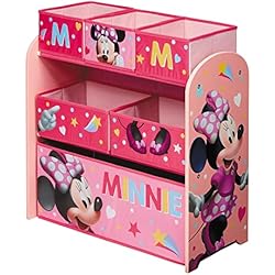 Estanteria Organizador Juguetes ARDITEX Mueble Organizador de Juguetes Minnie Mouse, Estantería Infantil de Madera con 6 Cestos Textiles de Almacenaje, Estilo Montessori para Habitación o Sala de Juegos Niños, 62 x 30 x 60 cm, Rosa