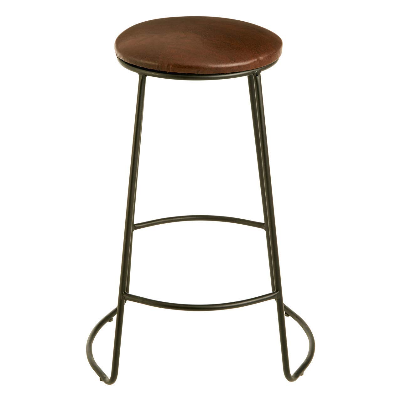 Premier Housewares Sleek Metal Counter Stool - Black Leather Padded Seat - Durable Modern Design for Kitchen Breakfast Bar