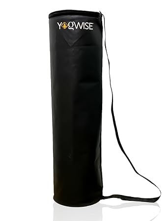 Yogwise Yoga Mat Cover Bag for Men and Women, Fabric Exercise Mat Carry Bag Cover and Shoulder Strap Water Proof Polyster Material, Large Size, 4mm to 6mm Yoga Mat Fit Green (Black)