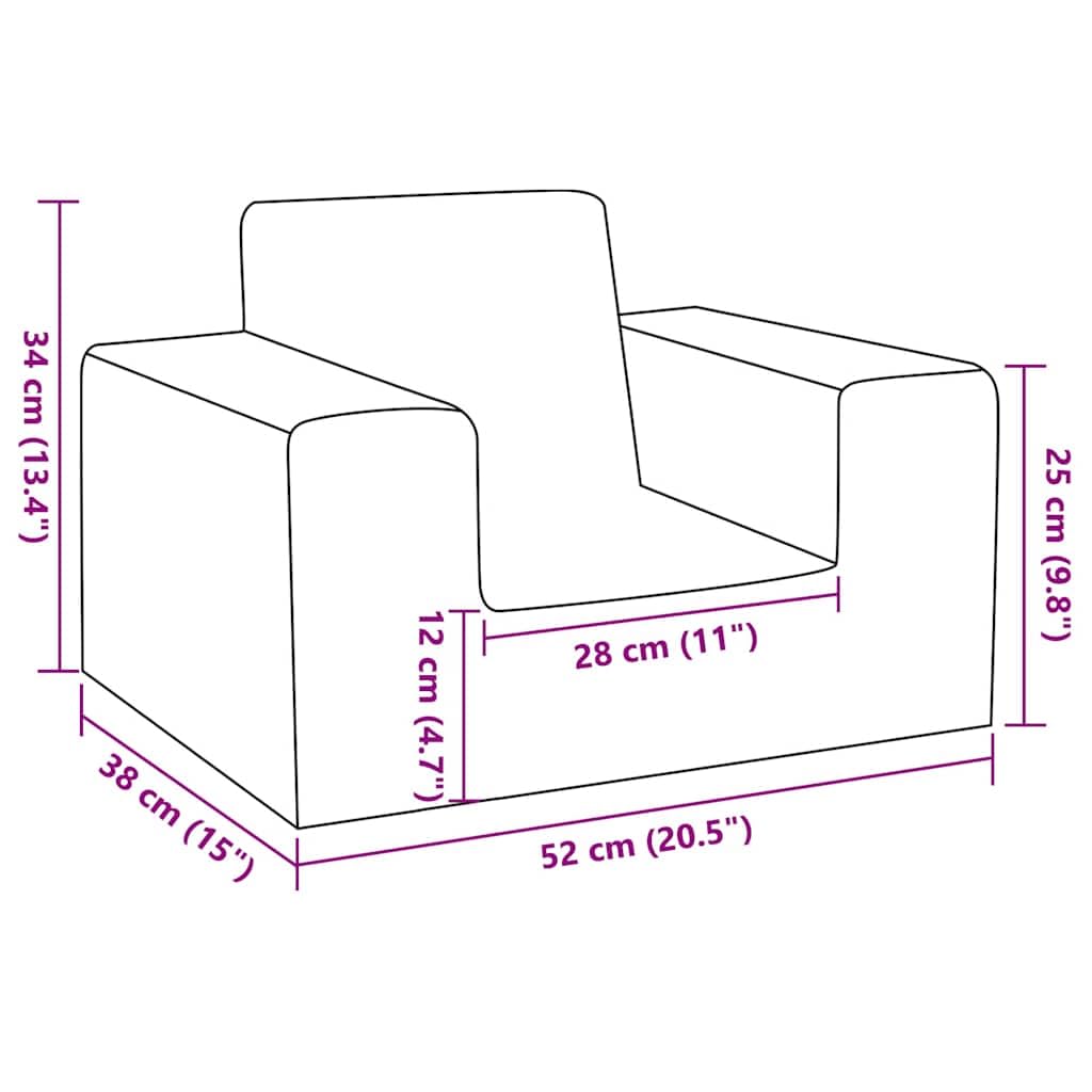 Sofa dziecięca kremowa, miękka pluszowa 52 x 38 x 34 cm ze zdejmowaną poszewką, wypełnienie piankowe, meble dziecięce do pokoju dziecięcego, nie zajmuje dużo miejsca, wygodna, trwała, łatwa do