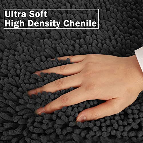 RUN HELIX Non Slip Chenille Bath Mat, Versatile Soft Bathroom Mat & Shower Mat, Machine Washable Absorbent Bath Mats for Bathroom, Living Room, Kitchen, Bedroom & Indoor Scenes, 40x60cm, Dark Grey - Cosy Home Interiors RUN HELIX Non Slip Chenille Bath Mat, Versatile Soft Bathroom Mat & Shower Mat, Machine Washable Absorbent Bath Mats for Bathroom, Living Room, Kitchen, Bedroom & Indoor Scenes, 40x60cm, Dark Grey - Image 4