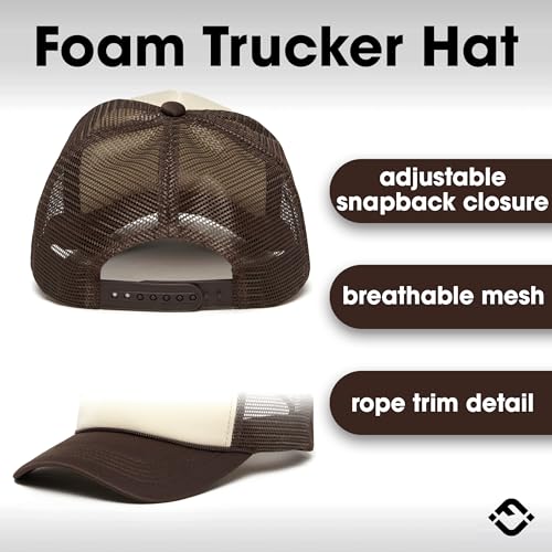 Image of Funky Junque Foam Trucker Hat, Trucker Hats for Women & Men - Blank Adjustable Snapback Mesh Back Baseball Cap