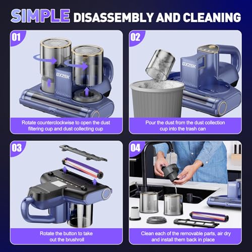 Image of Mattress Vacuum Cleaner, 16kPa Bed Vacuum Cleaner with 253.7nm UV-C Light, Ultrasonic & 140℉ Heating, Dual Cup & Widen Suction Port Handheld Vacuums for Bed, Sofa, Couch, Crib (500W, Corded)