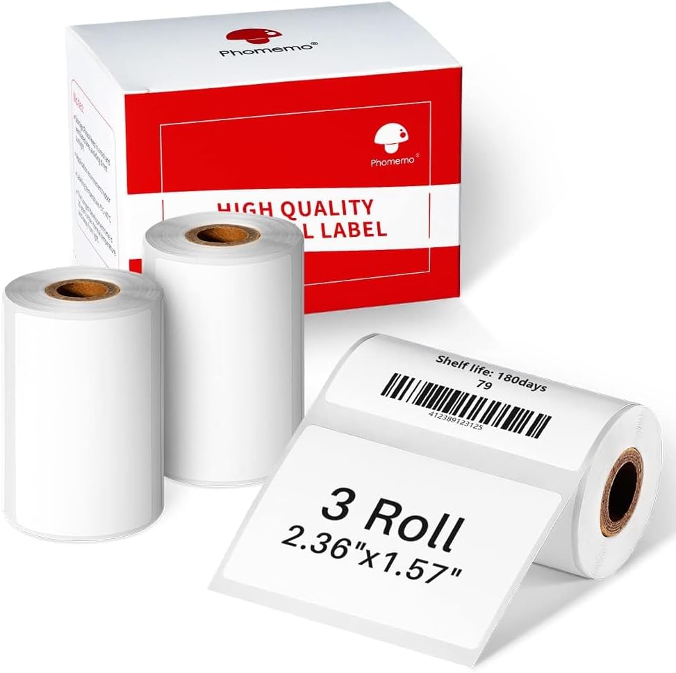 3 Roll 2.35"x 1.57" Thermal Sticker Label Paper 180 Labels/Roll Compatible with M220, M200, M221 Label Printer, Strong Permanent Adhesive, for Customer Mailer, Address Label, Business Letter
