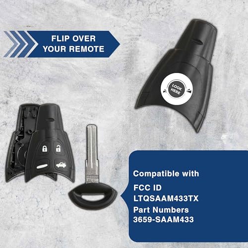 Boîtier clé voiture LTQSAAM433TX KeylessOption coque télécommande boutons de remplacement