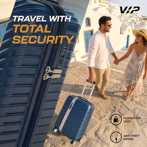Image of VIP Barclay Check-in Trolley Bag 79.5cm | Large | Hard Luggage | 8-Wheel Suitcase with Shoe & Toiletry Pouch | Flushed TSA Lock with Anti-Theft Zipper | 3 Years International Warranty (Parisian Blue)
