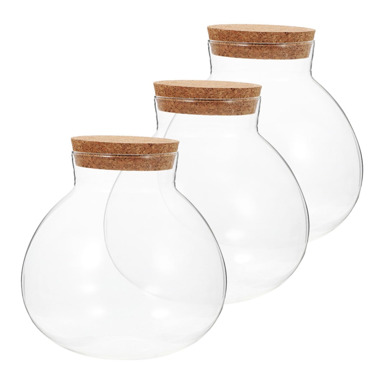3pezzi Bottiglie Sferiche Per Terrario Con Di Sughero Contenitori Per Paesaggi Ecologici Design Trasparente Facili Da Pulire e Riutilizzabili Per Decorazioni e Piante Verdi
