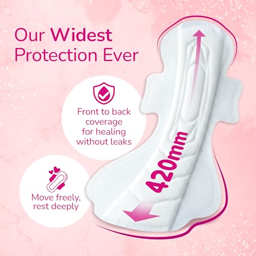 Image of Evereve Maternity Pads XXXL+ 420mm, Widest Leakproof Coverage, 3X Absorbency, Comfort & Hygiene, Soft & Irritation-Free, Postpartum Pads for After Birth Recovery, Extreme Flow Protection, Pack of 10
