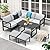 AECOJOY Aluminum Patio Furniture Set, Modern Metal Outdoor Patio Furniture Clearance, Outdoor Conversation Table and Chair Sets for Lawn, Backyard, and Deck with Light Grey Cushions