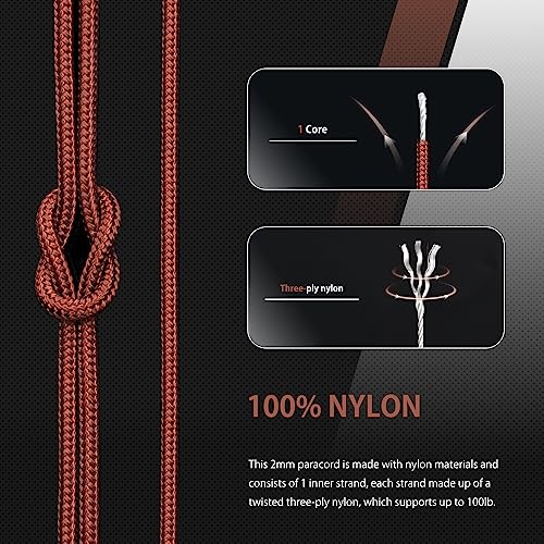 Abma Cord Paracord 100 lbs 2mm 100% Nylon 30M - Chocolate brown - Image 3
