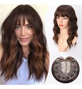 ORSUNCER Hair Topper for Women Wavy Topper Hair with Bangs for Thinning Hair Synthetic Topper Ban...