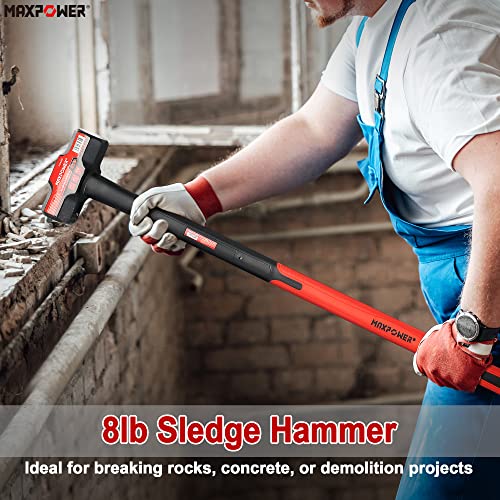 Image of MAXPOWER 8lb Sledge Hammer, 32 inch Fiberglass Handle Length