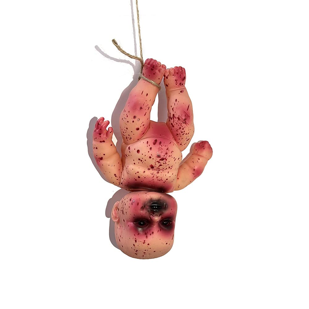 GALER Halloween Creepy Doll Pendant, Horror Ghost Doll Scary Baby Doll Ornament, Halloween Decoration Pendant Horror Doll Decoration for Haunted House Props, Horror Wall Doll Decoration (A)