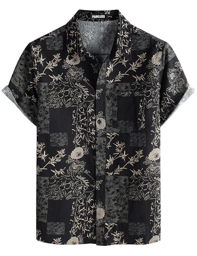 PARKLEES - Camisas retro de manga corta para hombre, estilo