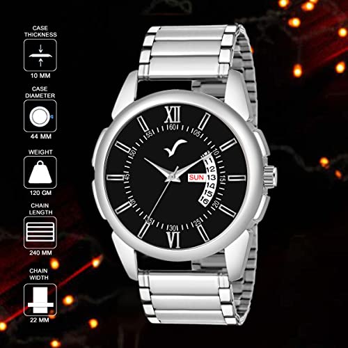 Image of WRIGHTRACK New Generation Analog Day Date Functioning /Working Stainless Steel Chain Watch for Men & Boys