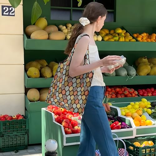 Miniatura 8 de 10 Bolsas Reutilizables De Comestibles De 55 Libras, Bolsa Plegable De Poliéster, Portátil, 10 Estilos De Patrón, Gran Capacidad Para El Mercado De Mujeres