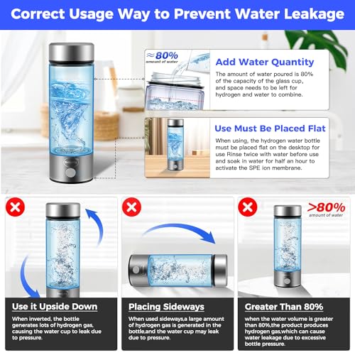 Hydrogen Water Bottle, Portable Hydrogen Water Bottle Generator with SPE PEM Technology Water Ionizer, Hydrogen Water Machine Improve Water in 3 Minutes for Home, Office, Travel, Exercise - Image 6