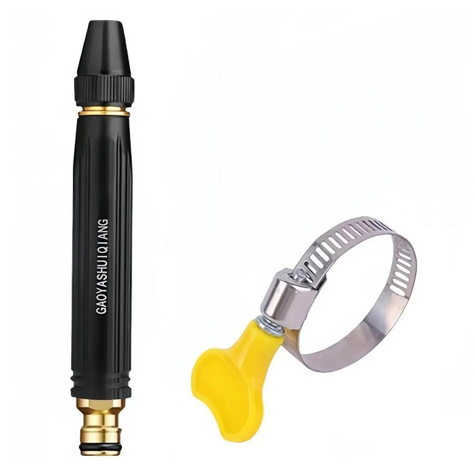 1 Nozzle + 1 Clamp Heavy Duty Adjustable Twist Hose Nozzle Jet Sweeper Nozzle | Jet Nozzle Power Washer For Garden Hose | Powerful High Pressure Hose Nozzles Wash Water Gun Sprayer For Car Cleaning Driveway Cleaning