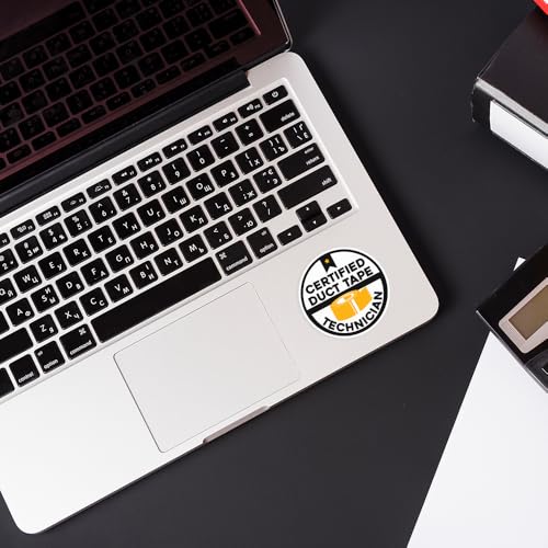 Image of SODAVA (3Pcs) Certified Duct Tape Technician Sticker Funny Hard Hat Stickers Caution Stickers Danger Sticker Funny Technician Mechanic Electrician Construction Stickers Laptop Stickers