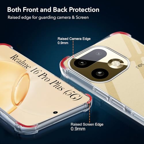 Image of Jkobi Shockproof Crystal-Clear Back Cover for Realme 16 Pro Plus 5G (Anti Yellow Case | Drop & Camera Protection | Hard Polycarbonate)