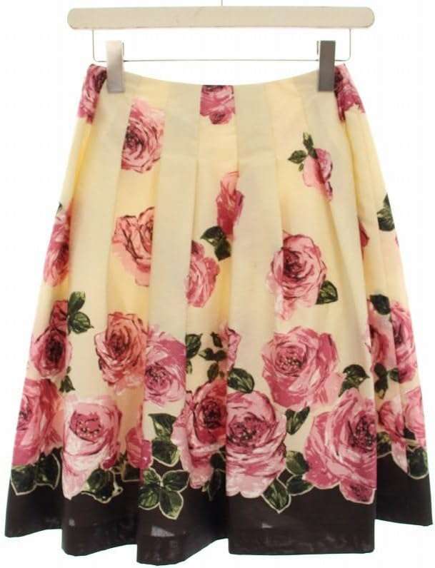 総柄☆M'S GRACY エムズグレイシー ワンピース 花 カメリア フラワー 黒 ブラック 38 M リボン エムズグレイシー M'S GRACY フレアスカート 花柄 タック 38 ベージュ ピンク 黒 ブラック