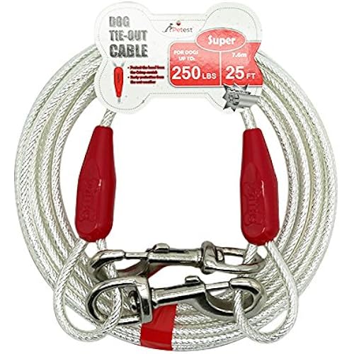Petest 25ft Reflective Tie-Out Cable for Super Dogs Up to 250 Pounds