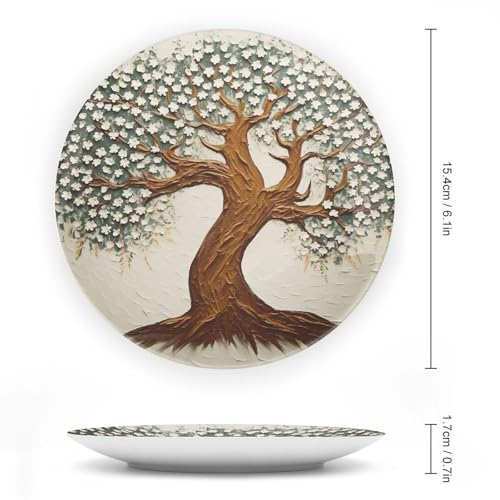 Plato decorativo de porcelana 6 pulgadas con diseño de árbol miniatura 2