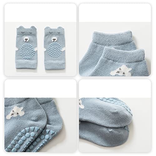 RiToEasysports Baby Crawling Knee Pads, Unisex Baby Crawling Socks Set Leg Warmers for Boys Girls for (M 1-2 Years Old3